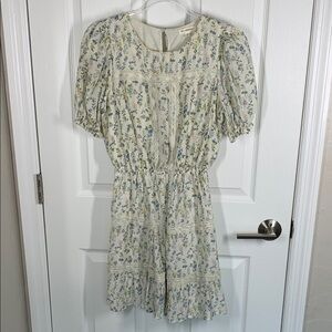 Blu Pepper floral and lace trim puff sleeve mini dress size large